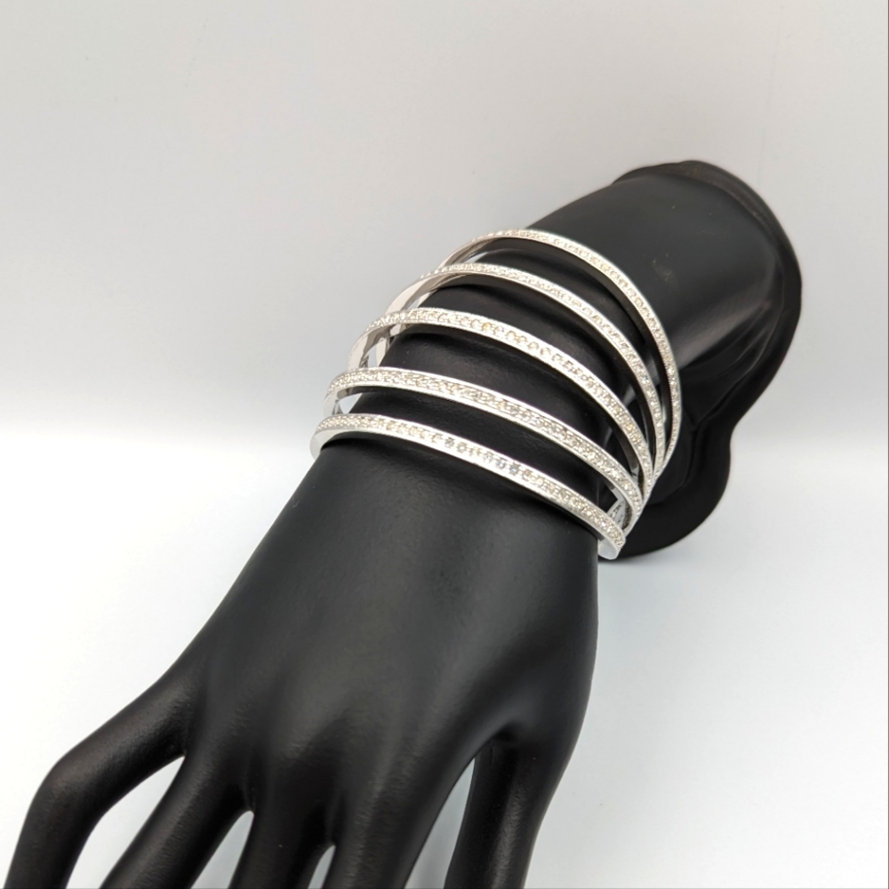 Nadri Rhodium Plated Pave Crystal Cuff Bracelet